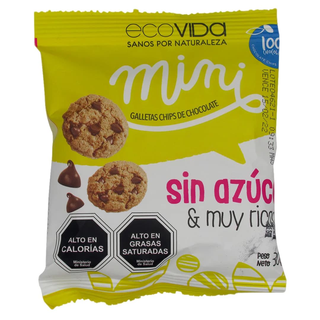 Mini Galletas Chips de Chocolate Vegana Sin Azúcar 30 grs