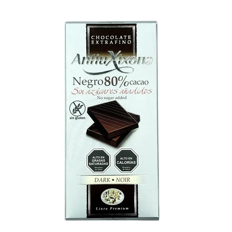 Barra de Chocolate Dark 85% Cacao sin gluten y sin Azúcar añadida100 grs