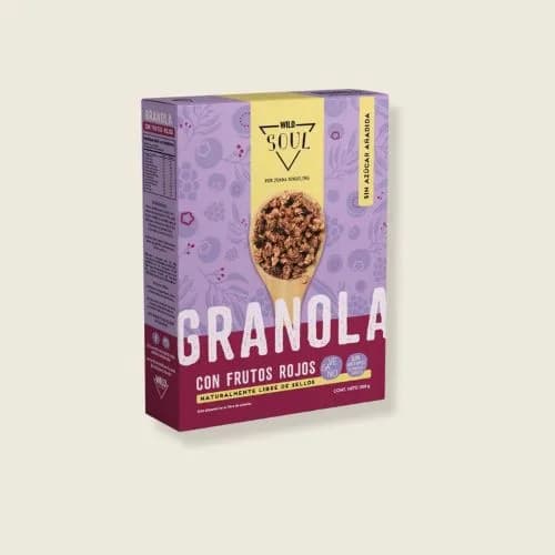 Granola Vegana Frutos Rojos Sin Azúcar Añadida Sin Sellos 200 grs