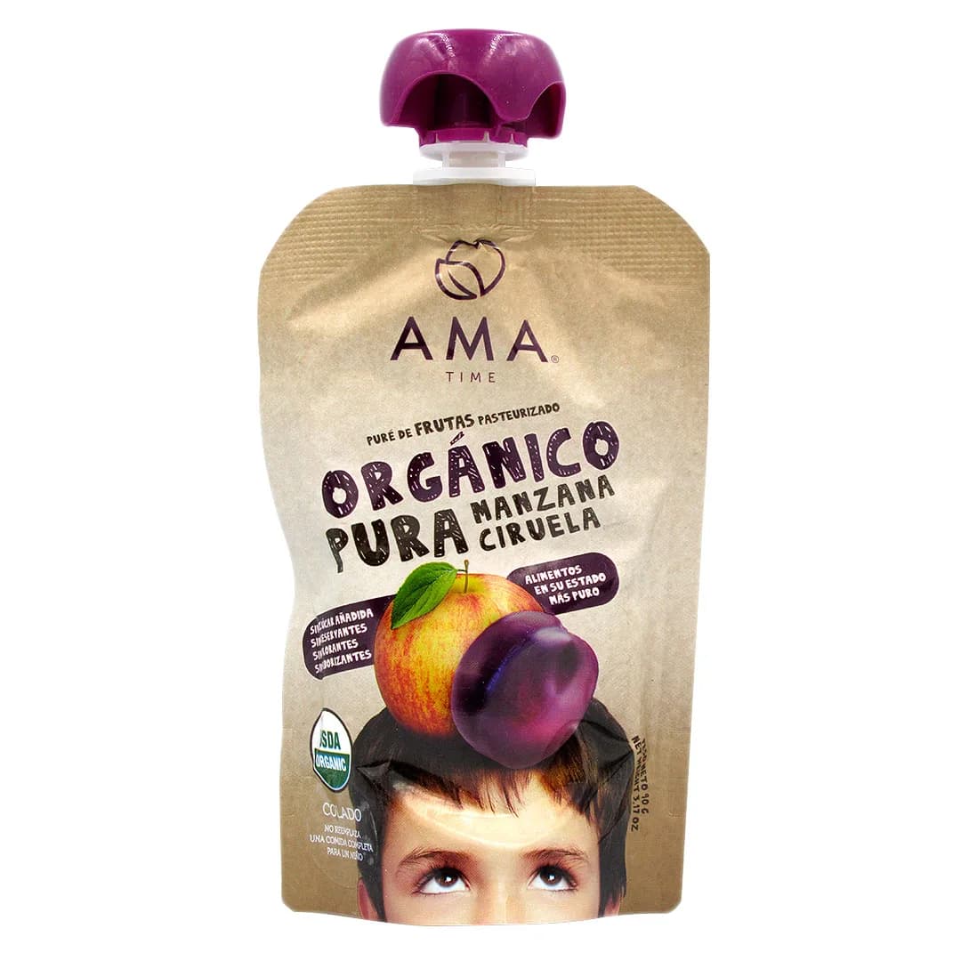 Pure de Fruta Orgánico Sabor Manzana Ciruela 90 gr