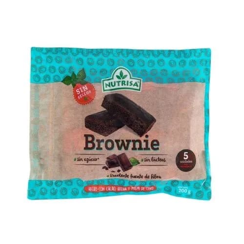 Brownie con Cacao Avena y Coco sin azúcar sin lácteos 5 unidades 200 grs