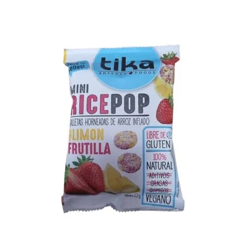Galleta de Arroz Sabor Limón y Frutilla Vegano 0 Azúcar Añadida Libre de Gluten 15 gr