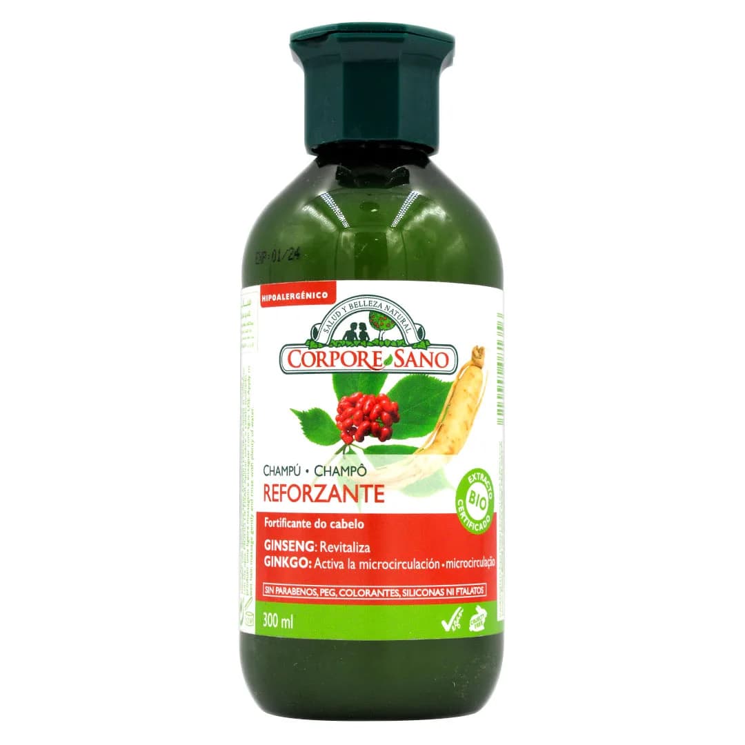 Shampoo Reforzante de Ginseng sin Parabenos Colorantes ni Siliconas 300 grs