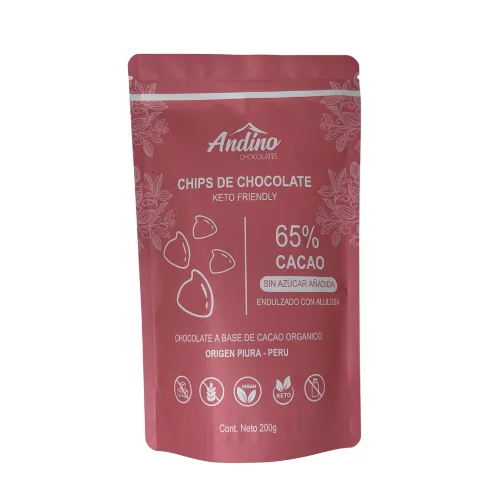 Chips de Chocolate 65% cacao Keto y Vegano 200 grs