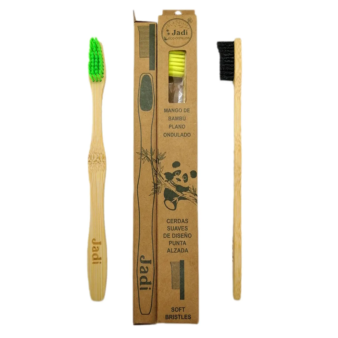 Cepillo de Dientes Adulto con mango de Bambu Anatomico curvo cerdas Suaves