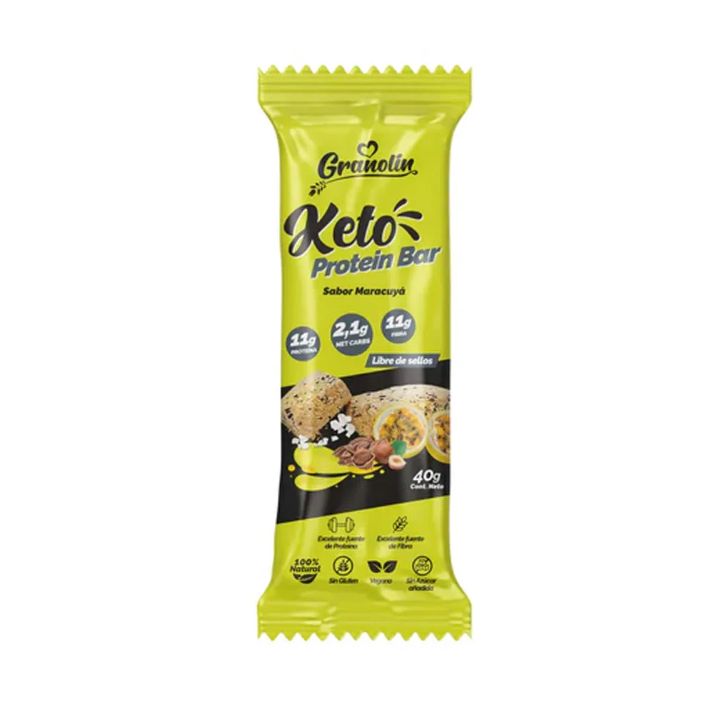 Barra de Proteína Keto Sabor Maracuya Vegano Sin Gluten 40g