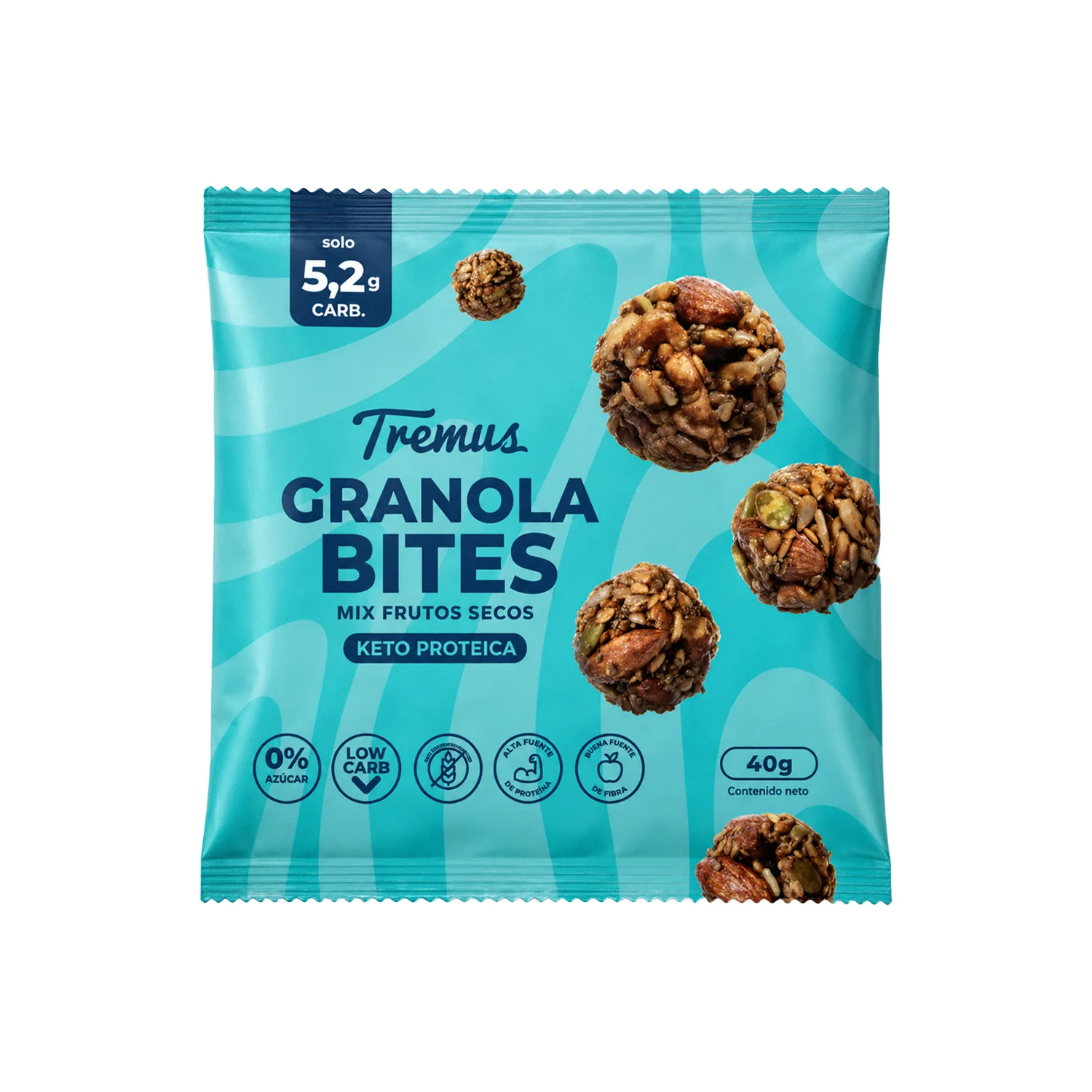 Granola Bites Mix Frutos secos, Keto Proteica, 40 g