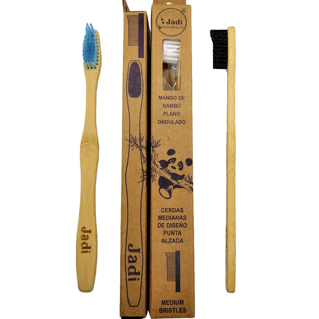 Cepillo de Dientes Adulto con mango de Bambu Plano Ondulado cerdas medianas
