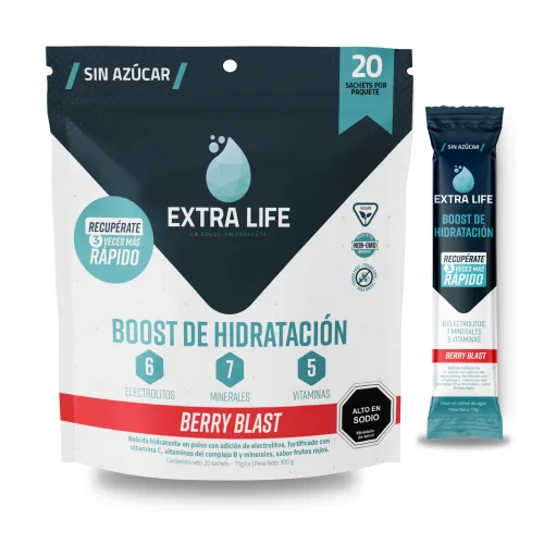 Boost de Hidratación Sin Azúcar Vegano Sabor Berry 10 Sachets 15 gr c/u