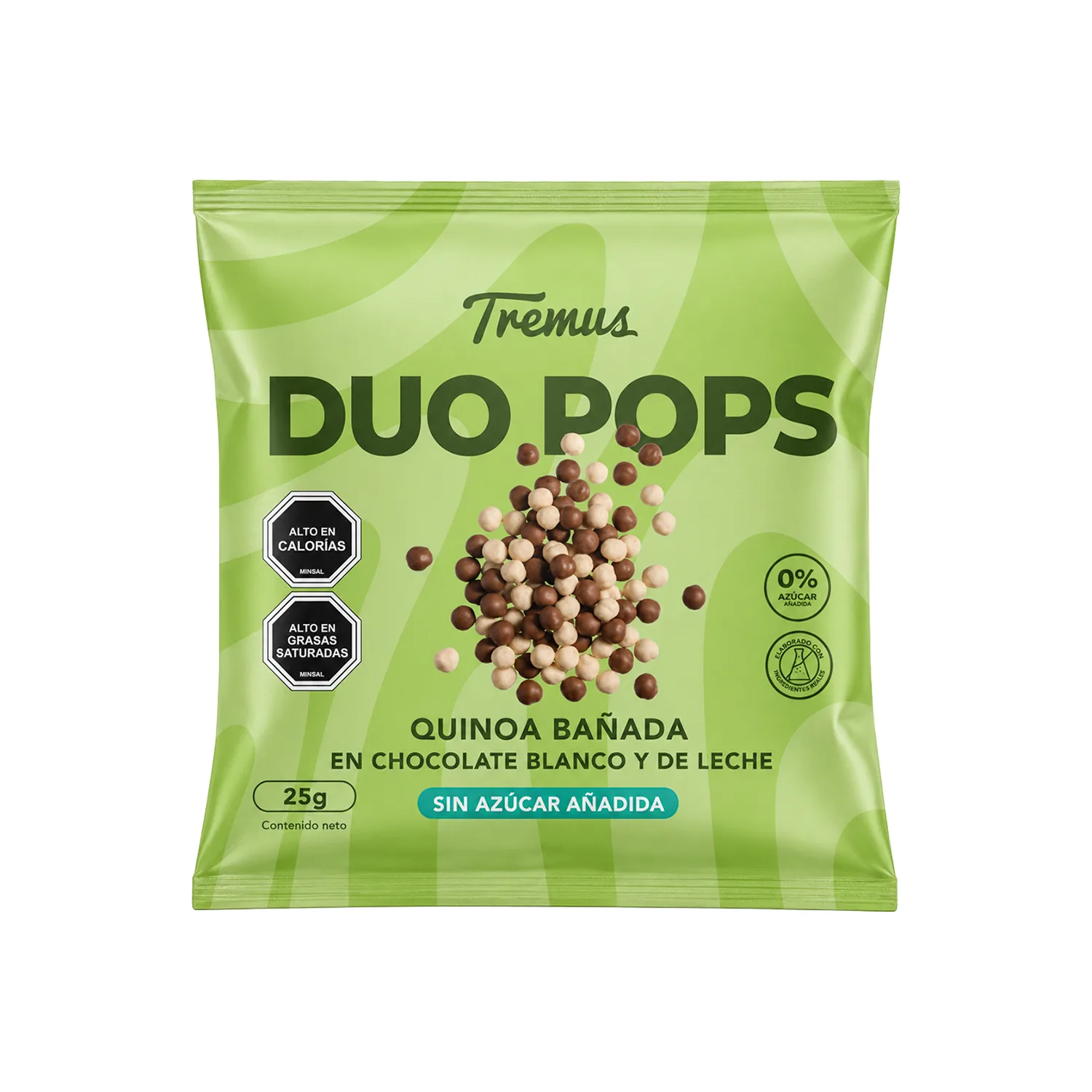 Duo Pops Quinoa Chocolate Blanco y de Leche, sin Azúcar añadida, 25 g