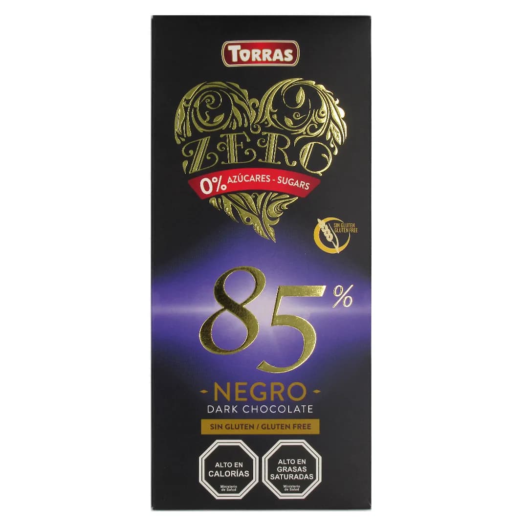 Barra de Chocolate 85% Cacao «Zero» Sin Azúcar Añadida y Sin Gluten 100 grs