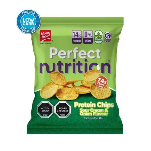 Snack Proteico Gluten Free Chips Sabor Crema agria y cebolla 30 gr.