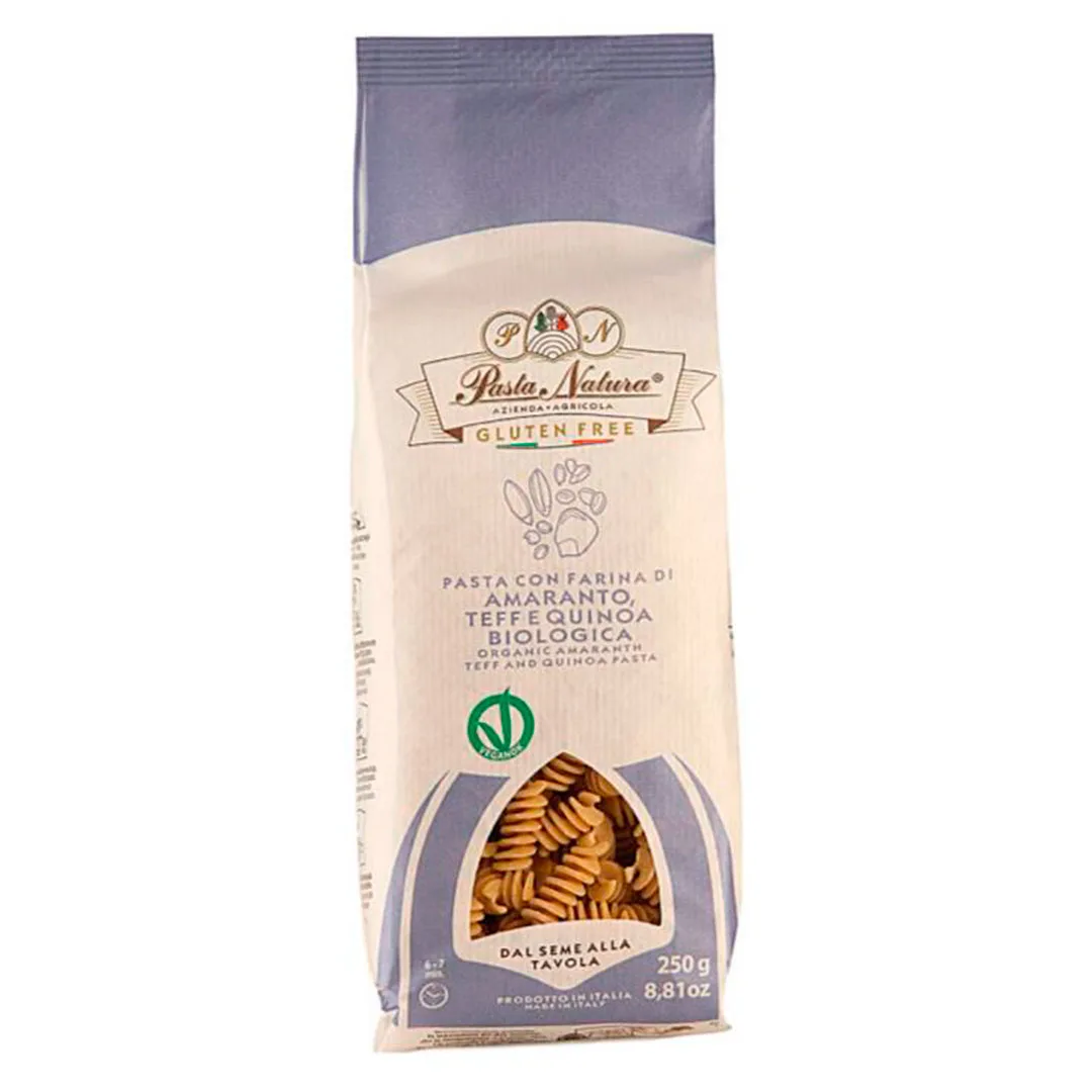Fusilli de Amaranto Teff y Quinoa Orgánico Sin Gluten Vegano 250 gr