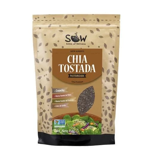 Semilla de Chía Negra Pasteurizada Sin Gluten 454 grs