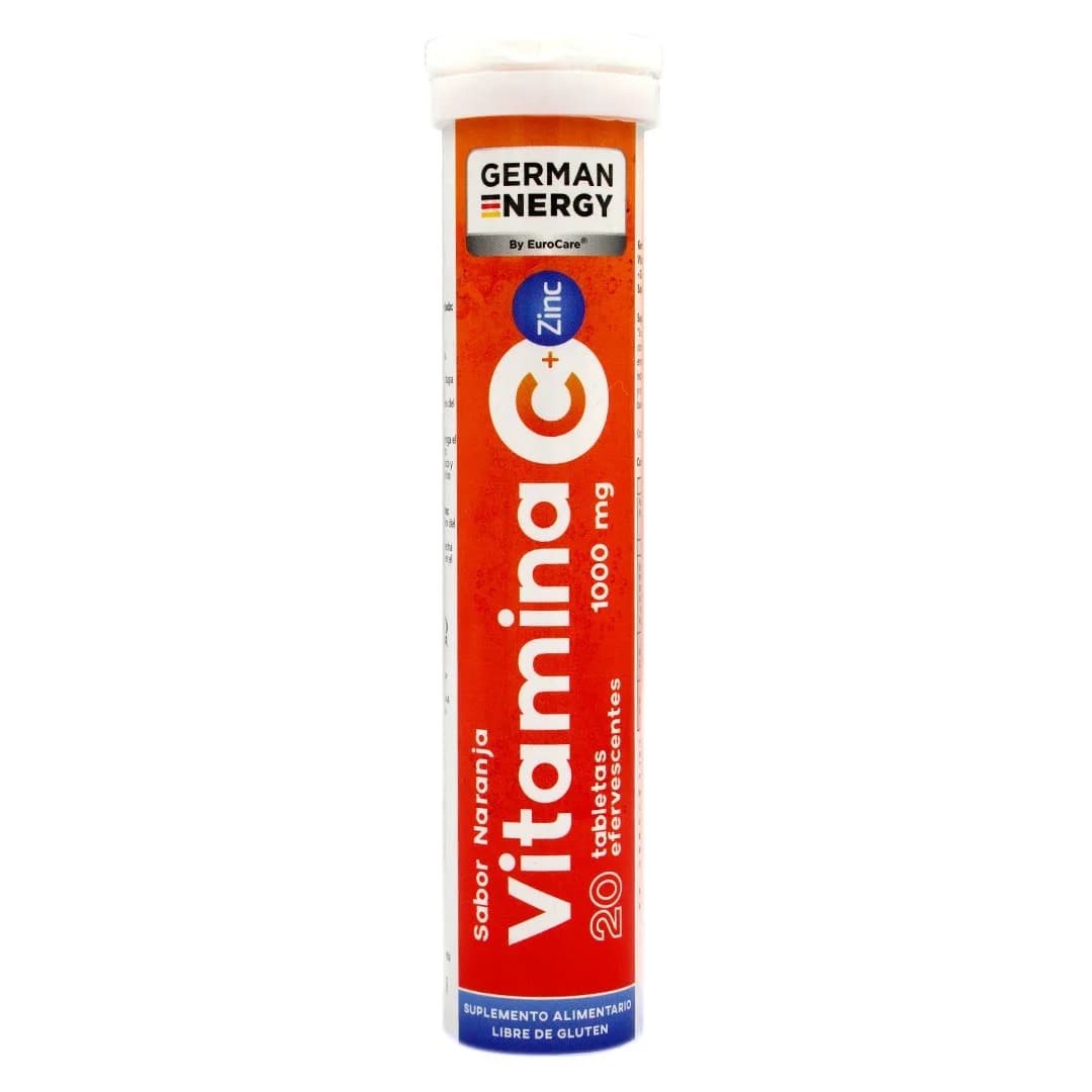 Vitamina C + Zinc 1000 mg Sabor Naranja Sin Gluten 20 Tabletas Efervescentes