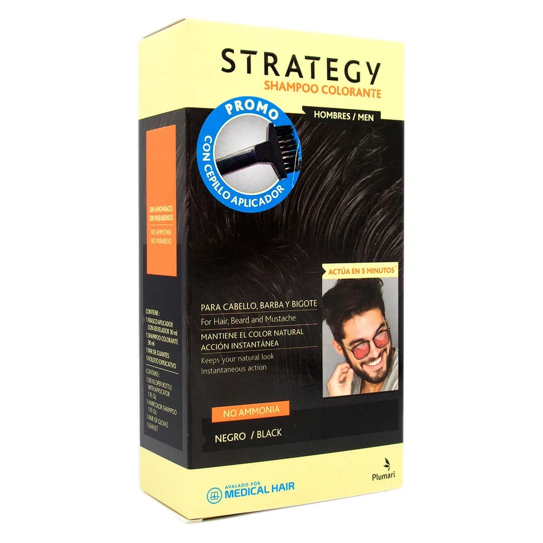 Shampoo Colorante para Hombres Sin Amoniaco Color Negro 30 ml