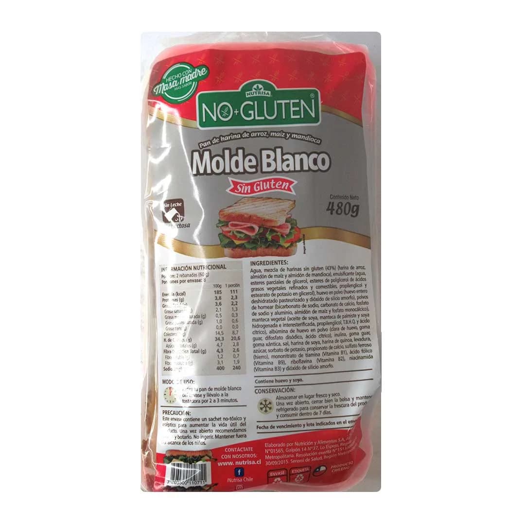 Pan Molde Blanco Sin Gluten Sin Lactosa 480 Grs