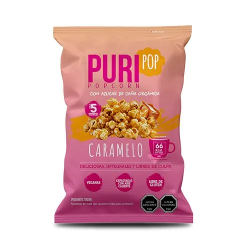 Pop Corn Libre de Gluten y Vegano con Caramelo Tamaño Familiar 200 gr