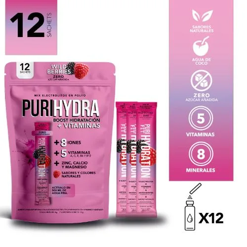Mix de Electrolitos en Polvo Zero Azúcar Sabor Wild Berry 12x6gr 72gr