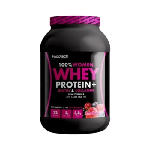 100 % Women Whey Protein Biotina y Colageno Sabor Frutos del Bosque 2 Lb