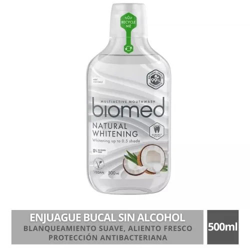 Enjuague Bucal y Proteccion antibacteriana Vegano sin gluten WHITENING 500ml