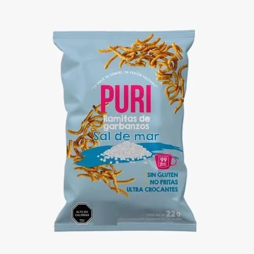 Ramitas de Garbanzo Libre de Gluten Sabor Sal de Mar 22Gr.