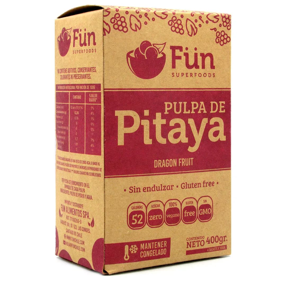 Pulpa de Pitaya Vegano Sin Gluten Sin Endulzar 400 gr