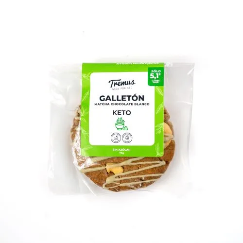 Galletón de Matcha y Chocolate Blanco, Keto, Sin Azúcar Añadida, 75 g