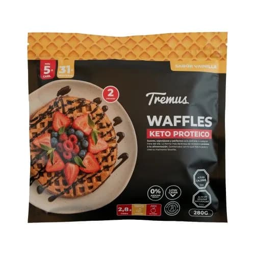 Pack 2 Unidades Waffle De Vainilla Keto, Proteico y Sina Azúcar Añadida, 280 g
