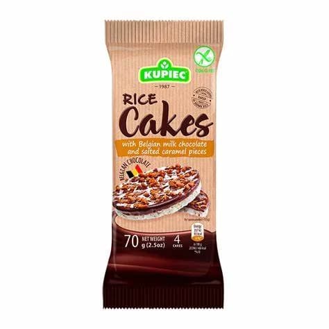 Galleta de Arroz con chocolate Belga y Caramelo sin gluten 70 grs