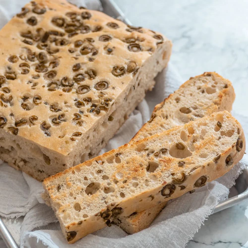 Focaccia de aceitunas sevillanas. 600 gr.