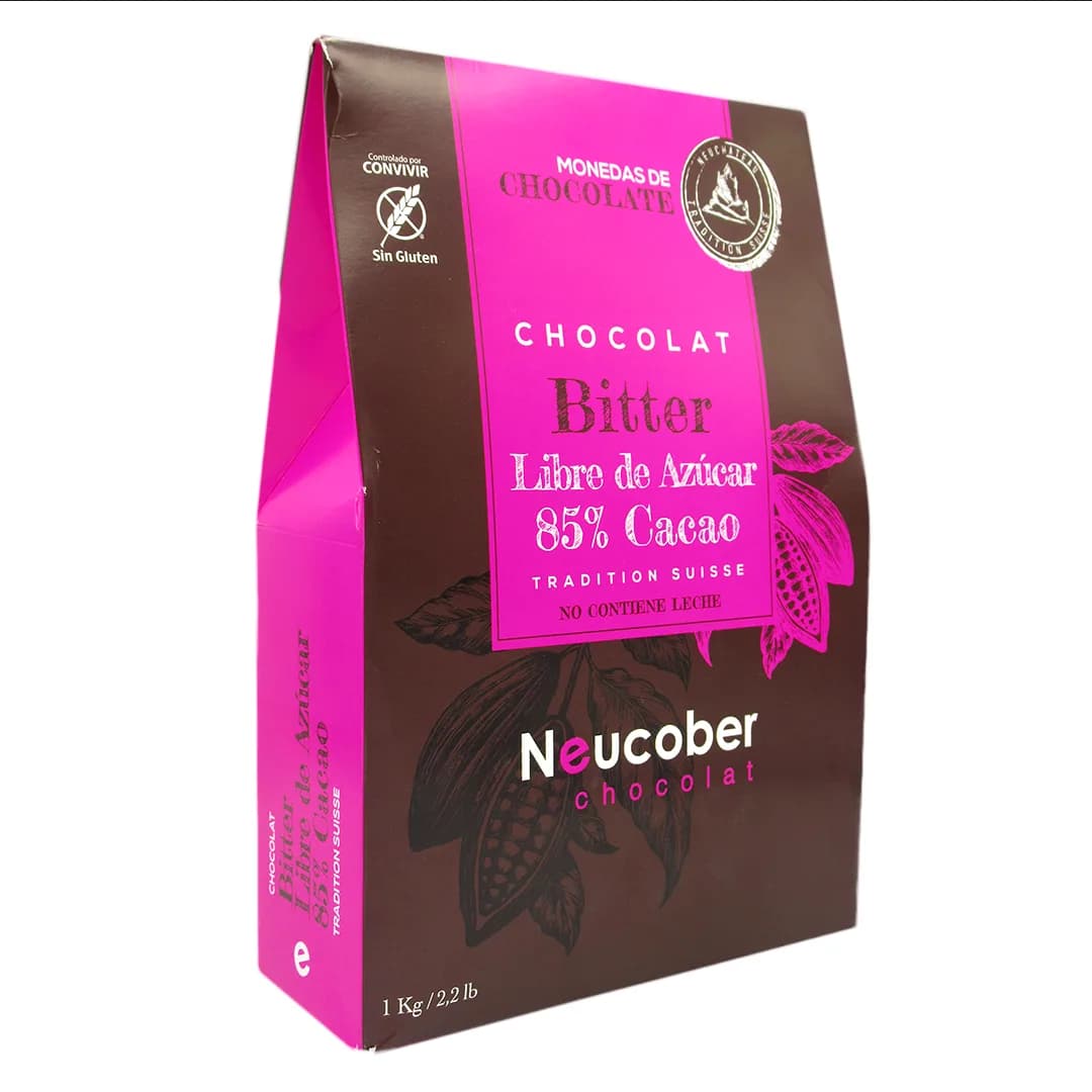 Monedas de Chocolate Bitter 85 % Cacao Vegano Sin Azúcar Sin Gluten 1 kg