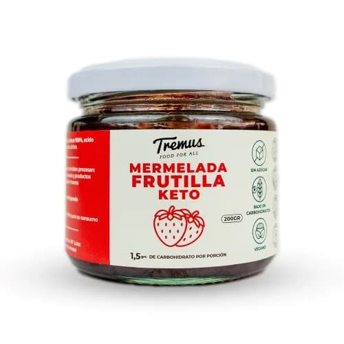 Mermelada de Frutilla Keto Vegana, Sin Azúcar Añadida, 200 g