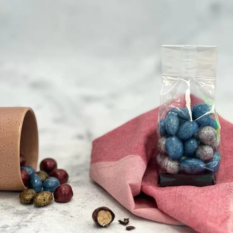 Mix de Grageas Almendra Choc Blanco y Avellana Choc Leche. Sin Azúcar Añadida, 100 g