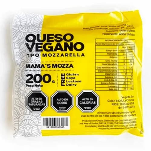 Queso Vegano Mozzarella Gluten Free 200 Grs
