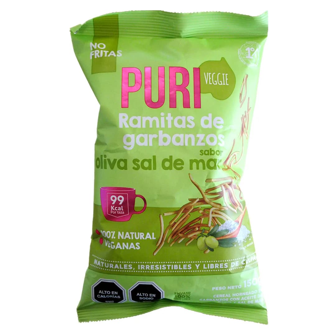 Ramitas de Garbanzos Libre de Gluten y Vegana con Sal de Mar y Aceite de Oliva Tamaño Familiar 150 G