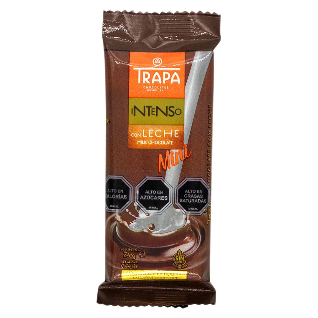 Mini Barra De Chocolate Con Leche Intenso Sin Gluten 24gr
