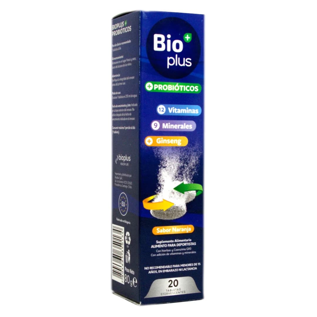 Probióticos con Vitaminas y Minerales Sabor Naranja 20 tabletas efervescentes