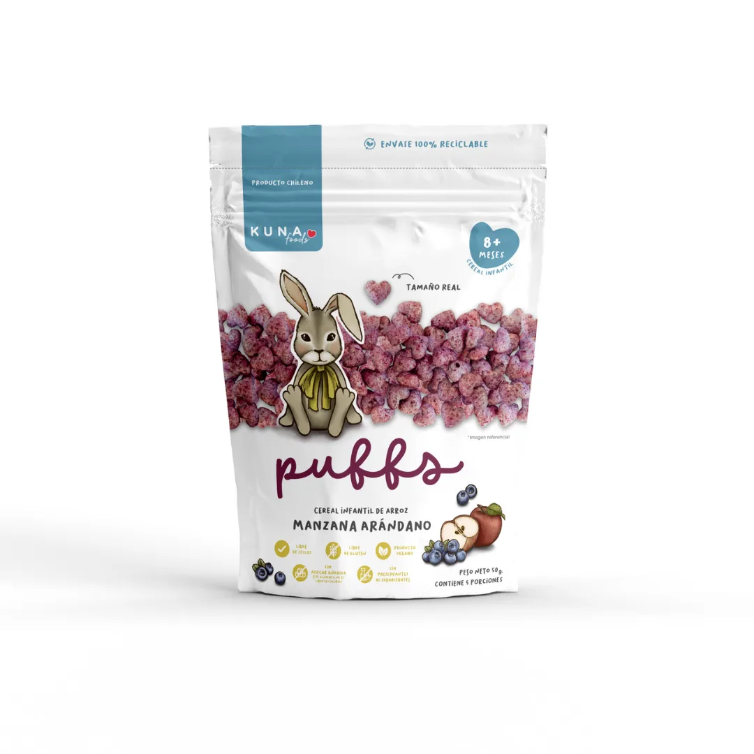 Cereal Infantil de Arroz Manzana Arandano Sin Gluten 50 Gramos Vegano