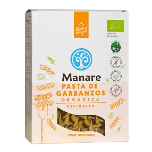 Pasta sin Gluten Espirales Garbanzos organicos 250gr