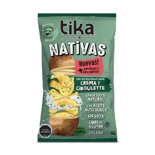 Chips de Papas Nativas de Crema y Ciboulette Sin Glúten 150 grs
