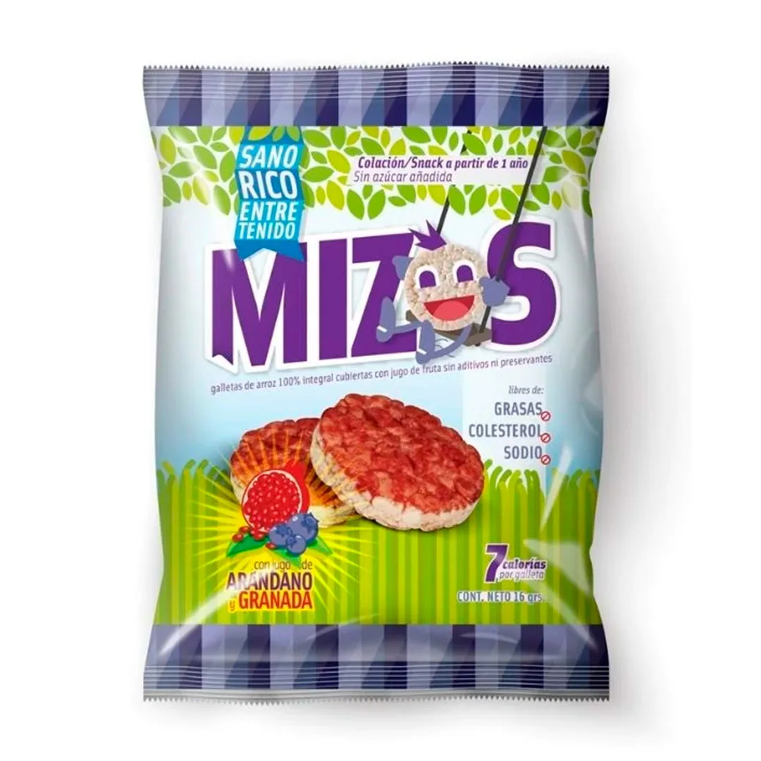 Galletas de arroz con Jugo de Arándano y Granada 16 grs