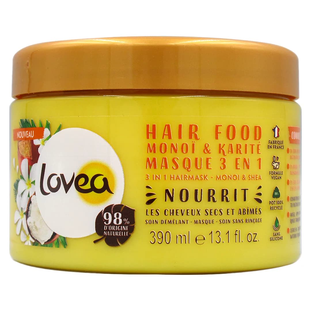 Crema de Masaje para el Pelo Hair Food Monoi y Karite Cabello seco Sin Silicona 390ml