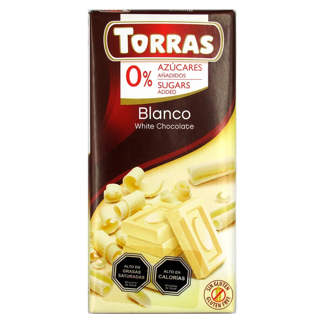 Barra de Chocolate Blanco Sin Azúcar Añadida Sin Guten 75 grs