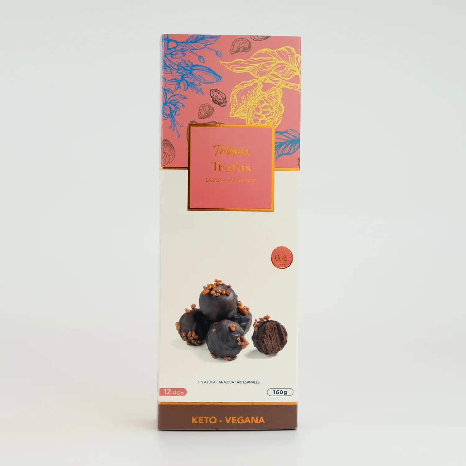 Trufas Sabor Amaretto Keto, Veganas, Sin Azúcar Añadida, 160 g