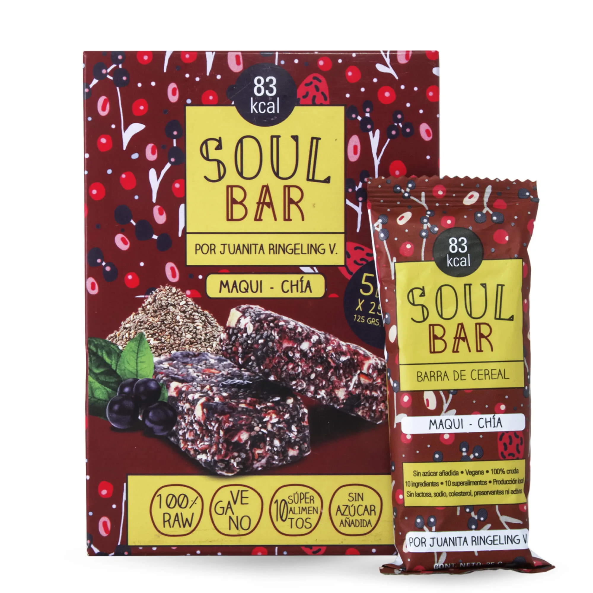 Caja de 5 Barras de Cereal Soul Bar Maqui Chía 5 un de 35 grs c/u