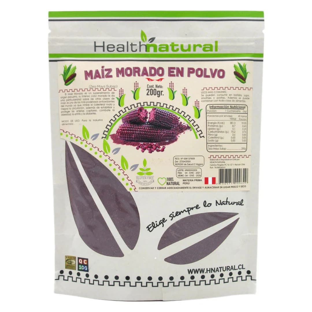 Maíz Morado en polvo 200 grs Sin Gluten
