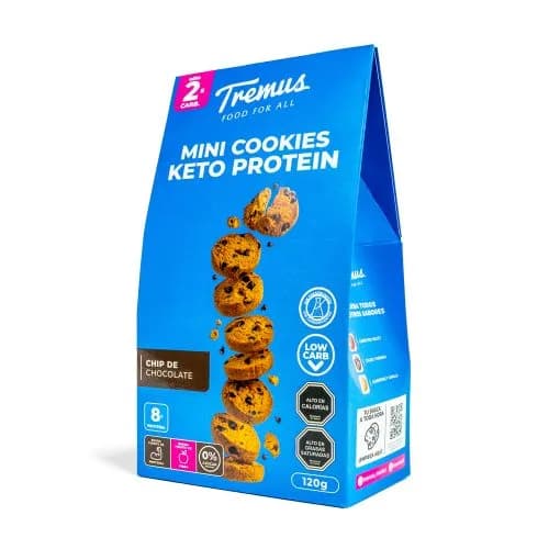 Cookie Keto Protein Chips de Chocolate, Sin Azúcar Añadida, 120 g