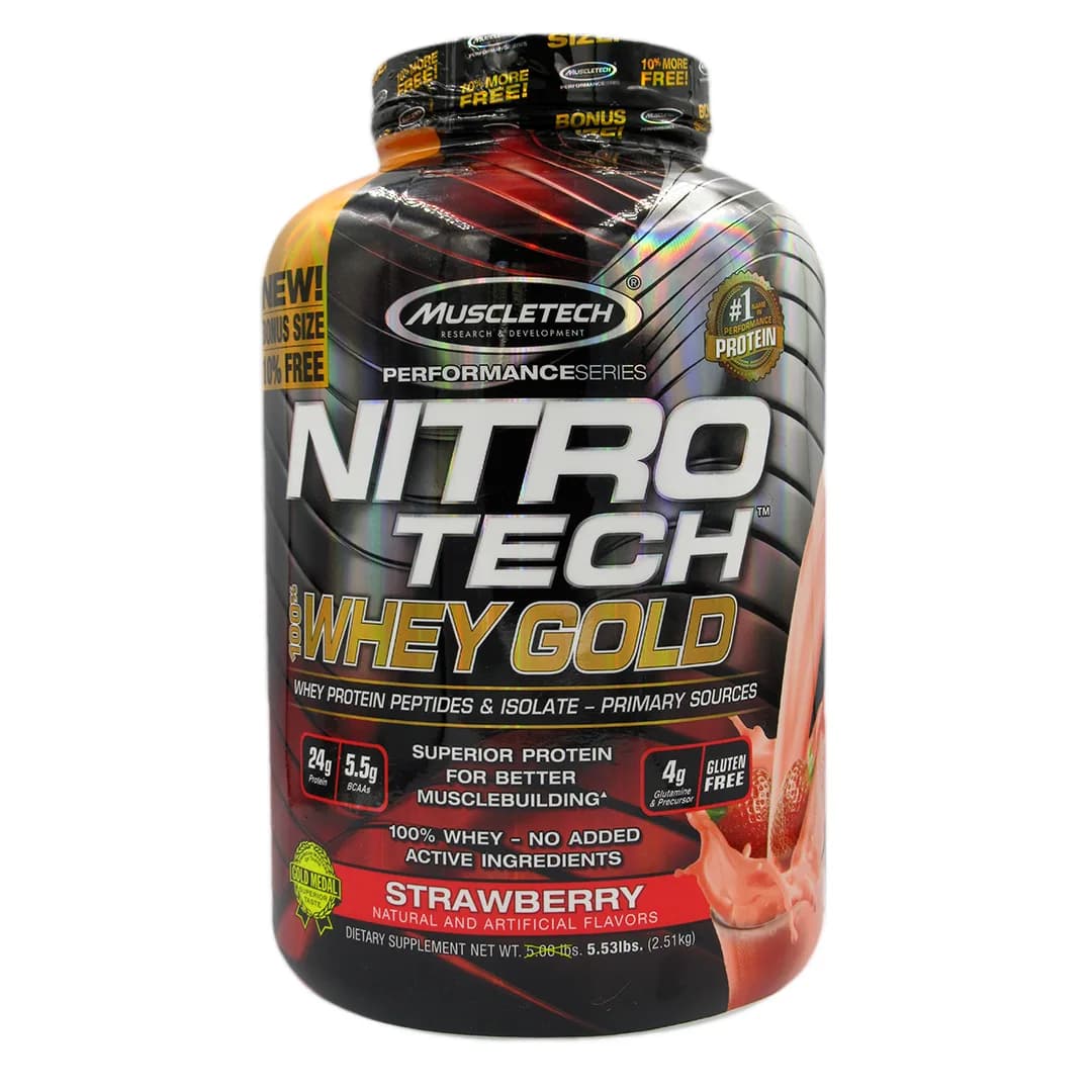 Proteína Nitro Tech 100% Whey Gold Sabor Frutilla 25 Kg