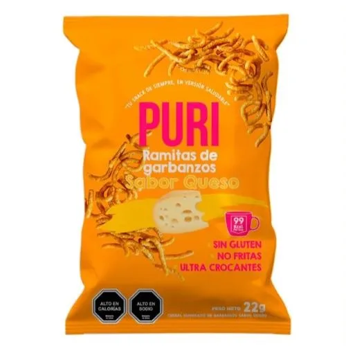 Ramitas de Garbanzo Libre de Gluten Sabor Queso 22Gr.